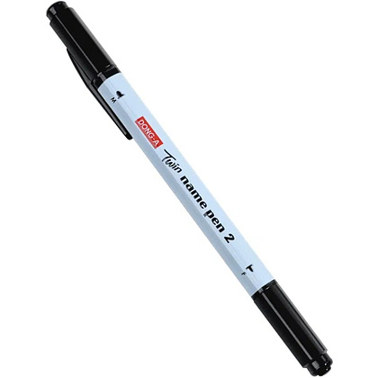 Маркер перманентный "Twin Name Pen", двусторонний, черный - 2