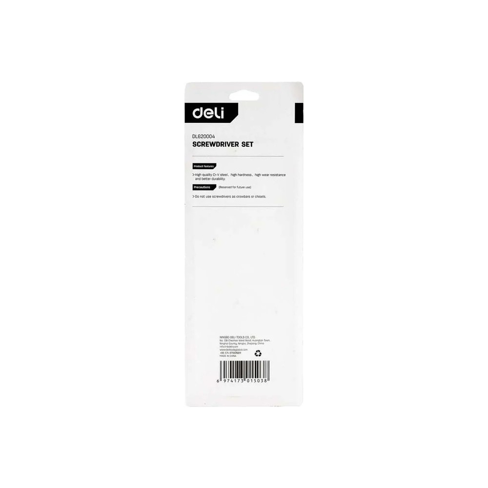 Набор отверток Deli YS EDL620004, 4 шт, SL5x100, SL6x150, PH1x100, PH2x150, черный, желтый - 3