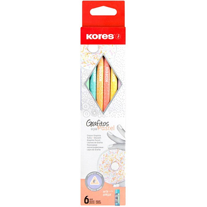 Карандаш простой Kores "Grafitos Style Pastel", HB, с ластиком, ассорти - 2