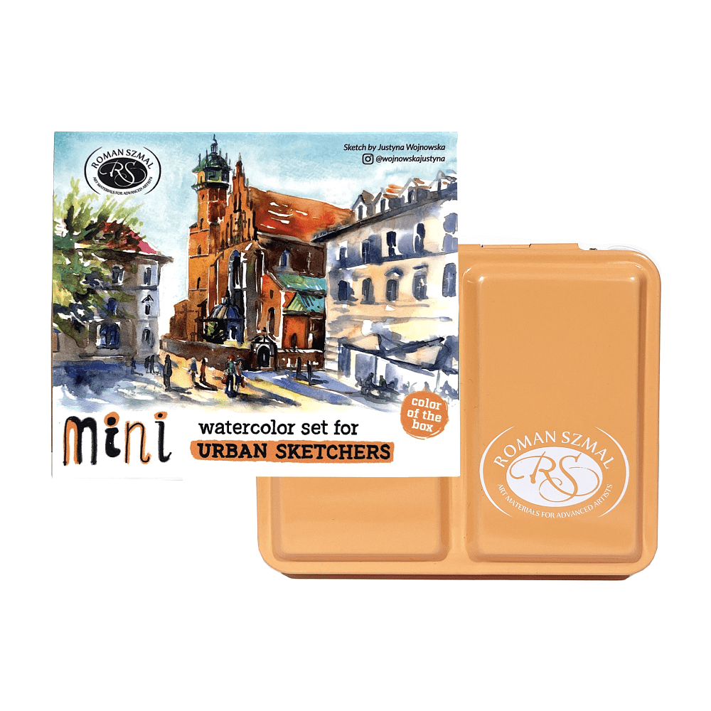 Краски акварельные "Aquarius. Mini Urban Sketcher set", 8 цветов, полукюветы, коробка, абрикос