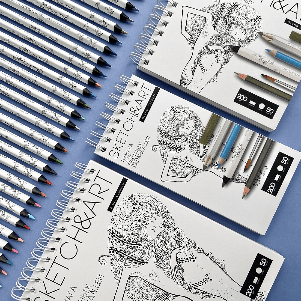Скетчбук "Sketch&Art", 18.5х25 см, 200 г/м2, 50 листов, на спирали, для цветных карандашей - 5