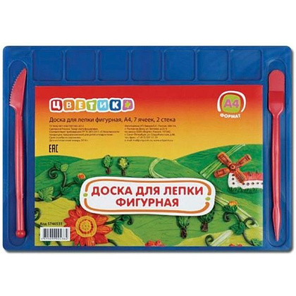 Доска для лепки "Цветик", пласт., +2 стека, ассорти - 2