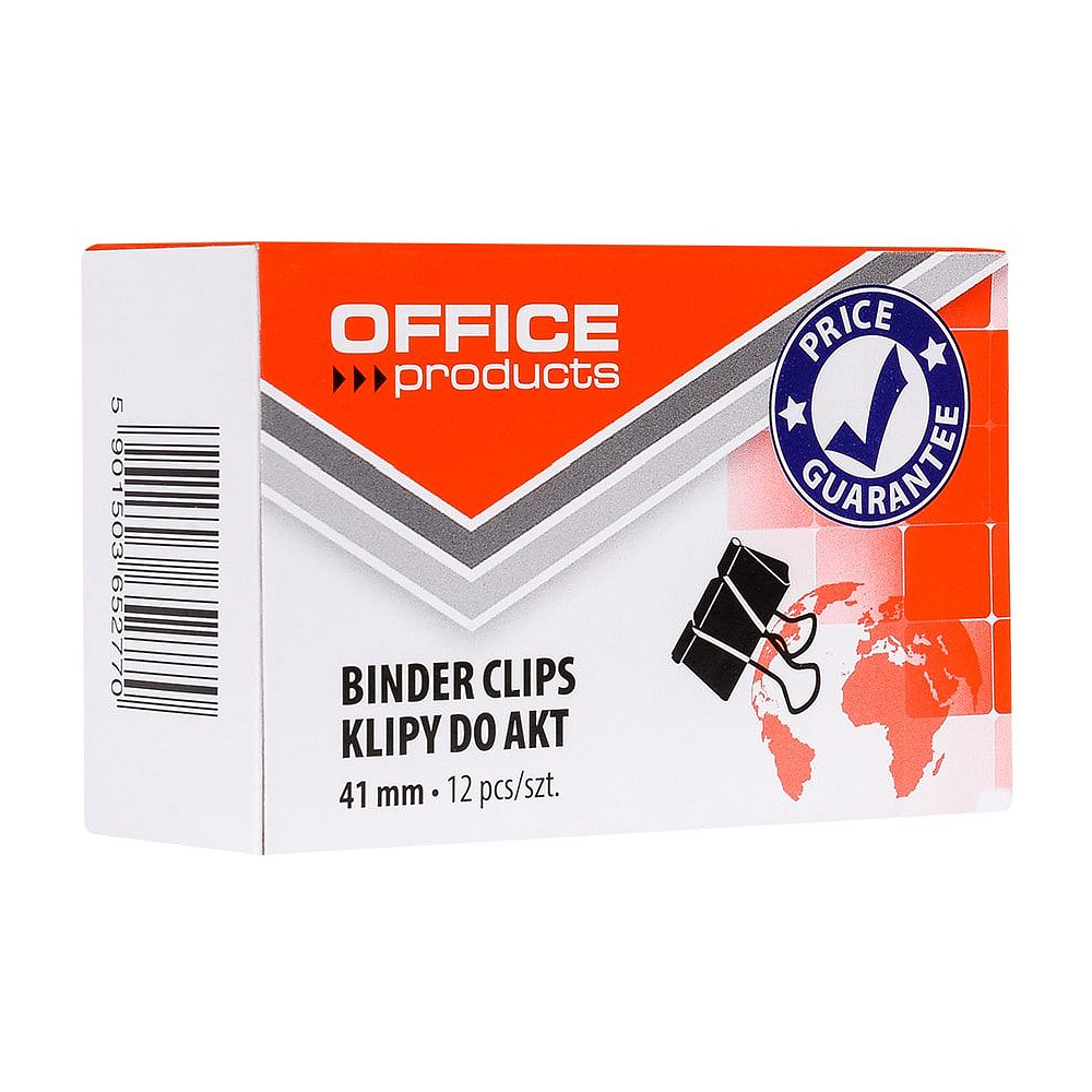 Зажим для бумаги "Office Products", 41 мм, 12 шт, черный