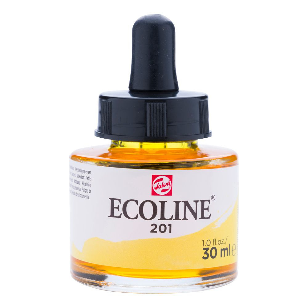 Жидкая акварель "ECOLINE", 201 желтый светлый, 30 мл