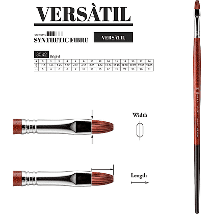 Кисть "Escoda Versatil Brush L/H", синтетика, темно-коричневый, плоская, №14 - 3