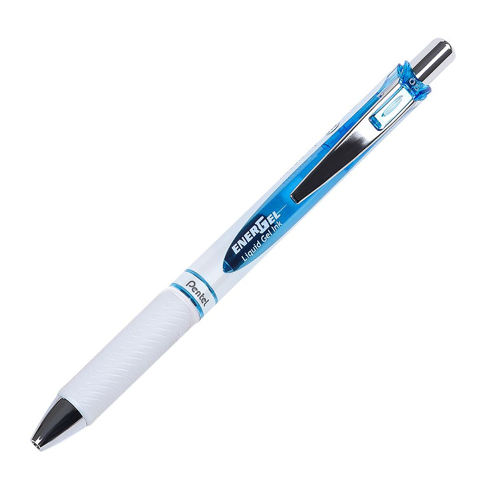 Ручка-роллер "EnerGel BLN75W", 0.5 мм, белый, синий, стерж. синий