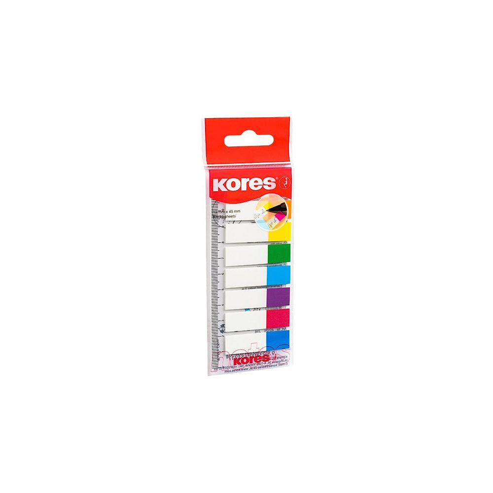 Закладки клейкие "Kores", 12x45 мм, 120 шт, ассорти