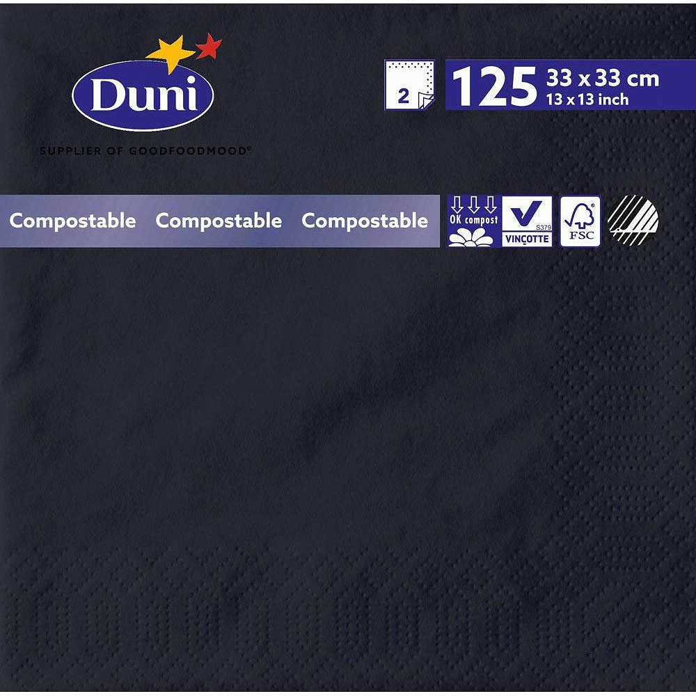 Салфетки бумажные "Duni", 125 шт, 33x33 см, черный