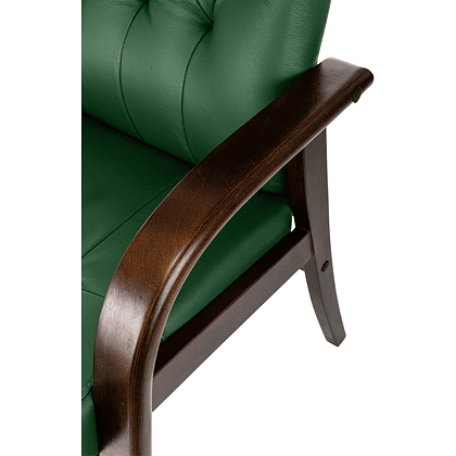 Кресло Бюрократ T-9928WALNUT-CF, натуральная  кожа, зеленый, каркас дерево  - 6