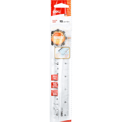 Линейка "Deli EG00112", 15 см, прозрачный - 2