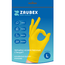 Перчатки латексные хозяйственные "Zaubex", желтый