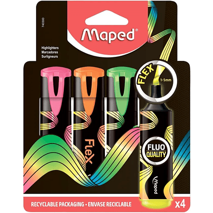 Набор текстовых маркеров Maped "Fluo Flex", 4 шт, ассорти
