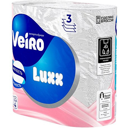 Бумага туалетная Veiro Luxx, 4 рулона, 3 слоя, белый - 2