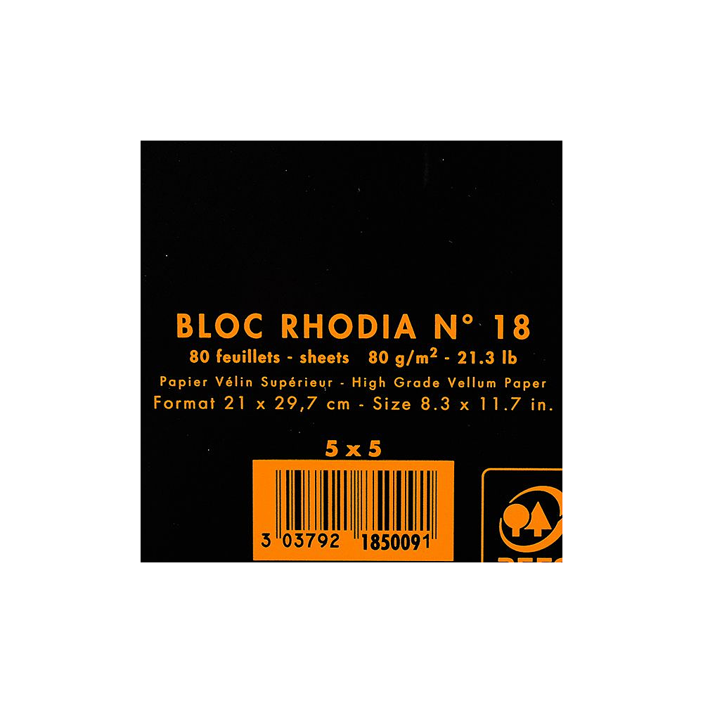 Блокнот "Rhodia" на пружине, A4, 80 листов, клетка, черный - 2