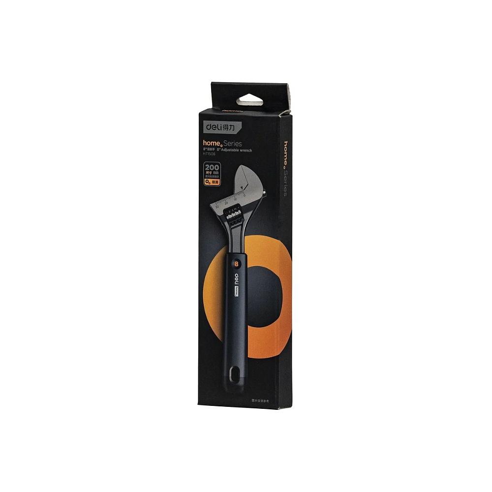 Ключ разводной Deli HS EHT1508, 210 мм, раскрытие губок 0-28 мм, Soft Touch, черный - 9