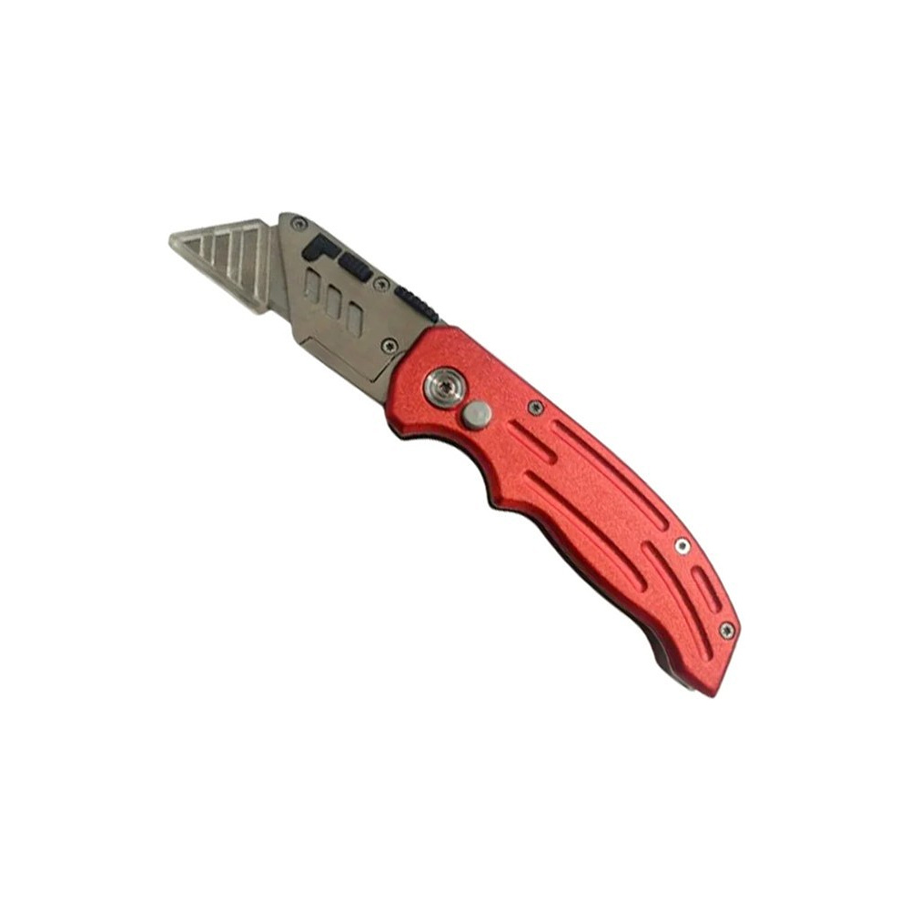 Нож строительный складной Deli RS EDL040, трапеция, 19T, красный