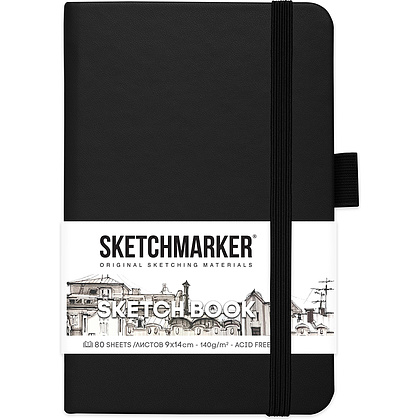 Скетчбук "Sketchmarker", 9x14 см, 140 г/м2, 80 листов, черный