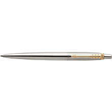 Ручка шариковая автоматическая "Parker Jotter Stainless Steel GT", 0.7 мм, серебристый, золотистый, стерж. синий