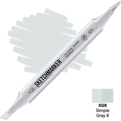 Маркер перманентный двусторонний "Sketchmarker", SG8 серый простой №8