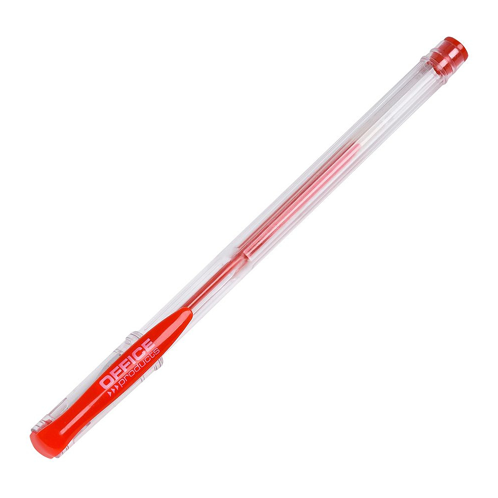 Ручка гелевая "Office Products", 0.5 мм, прозрачный, стерж. красный