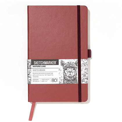 Скетчбук "Sketchmarker", 13х21 см, 140 г/м2, 80 листов, красный винтаж