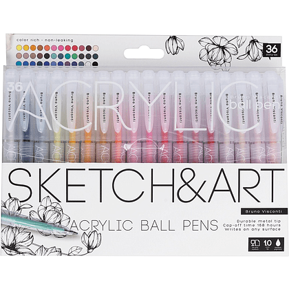 Набор ручек акриловых "Sketch&Art", 1 мм, 36 шт, ассорти