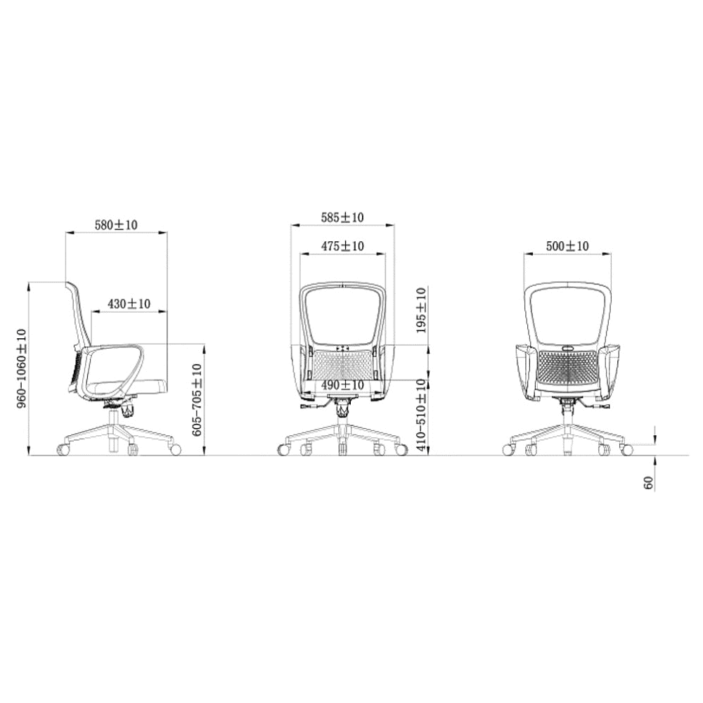 Кресло компьютерное SitZone U-069B, сетка, ткань, черный - 6