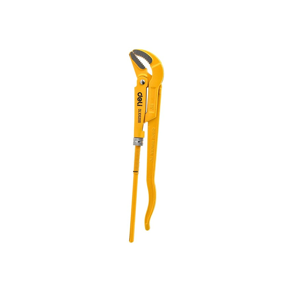 Ключ трубный Deli YS EDL105255 1.5", тип S, расрытие губок 55 мм, желтый