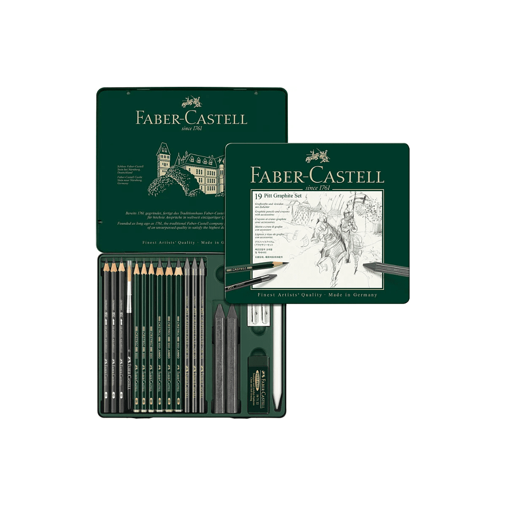 Карандаш чернографитный "Castell 9000", 19 штук, в металлическом футляре - 2