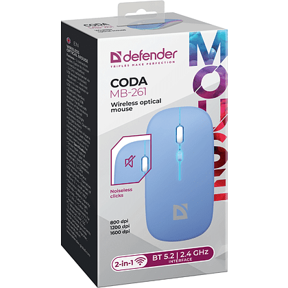 Мышь Defender Coda MB-261, беспроводная, голубой - 6