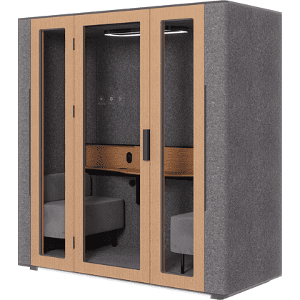 Акустическая кабина двухместная Capsula DUO NEW Comfort, глухая стенка, светлый войлок