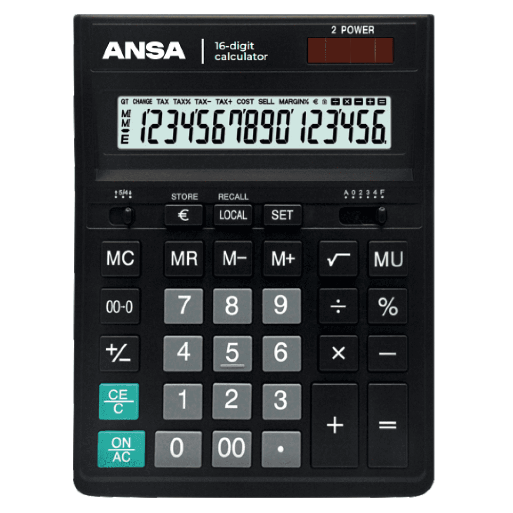 Калькулятор настольный Ansa "AN664S", 16-разрядный, черный