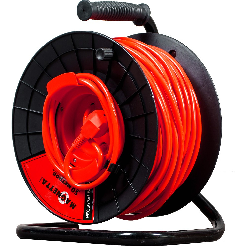 Удлинитель Magnetta PEC50-3X1.5-AG, 50 м, катушка (1 роз., 1,5 мм, 2,2 кВт, защита от перегрузки)