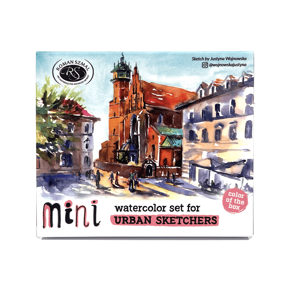 Краски акварельные "Aquarius. Mini Urban Sketcher set", 8 цветов, полукюветы, коробка, розовая - 3