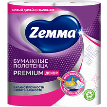 Полотенца бумажные Zemma Premium, 2 рулона, 2 слоя, декор