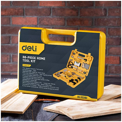 Набор инструмента Deli YS EDL1038J, 38 предметов, кейс, желтый - 5