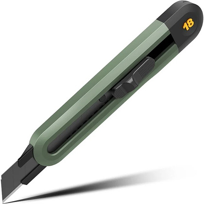 Нож строительный Deli HS EHT4018L, 18 мм, Soft Touch, зеленый