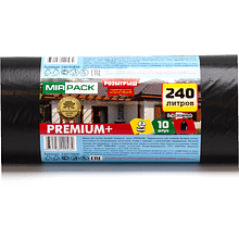 Мешки для мусора "Mirpack Premium+", 45мкм, 240л, 10шт/рулон