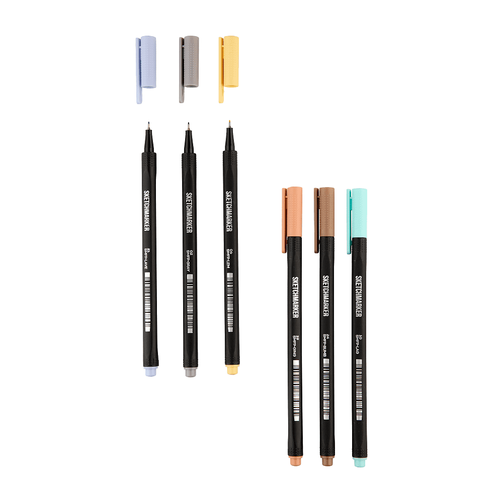 Ручка капиллярная "Sketchmarker Artist fine pen Pastel", 6 шт - 12