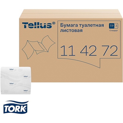 Бумага туалетная  Tellus Стандарт, TР3, листовая, 250 листов, 1 слой