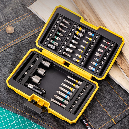 Отвертка Deli YS DL250039, с битами, 39 предметов, кейс, черный, желтый - 2