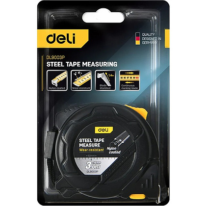 Рулетка Deli YS EDL9003P, 3 м х 16 мм, желтый, черный - 8
