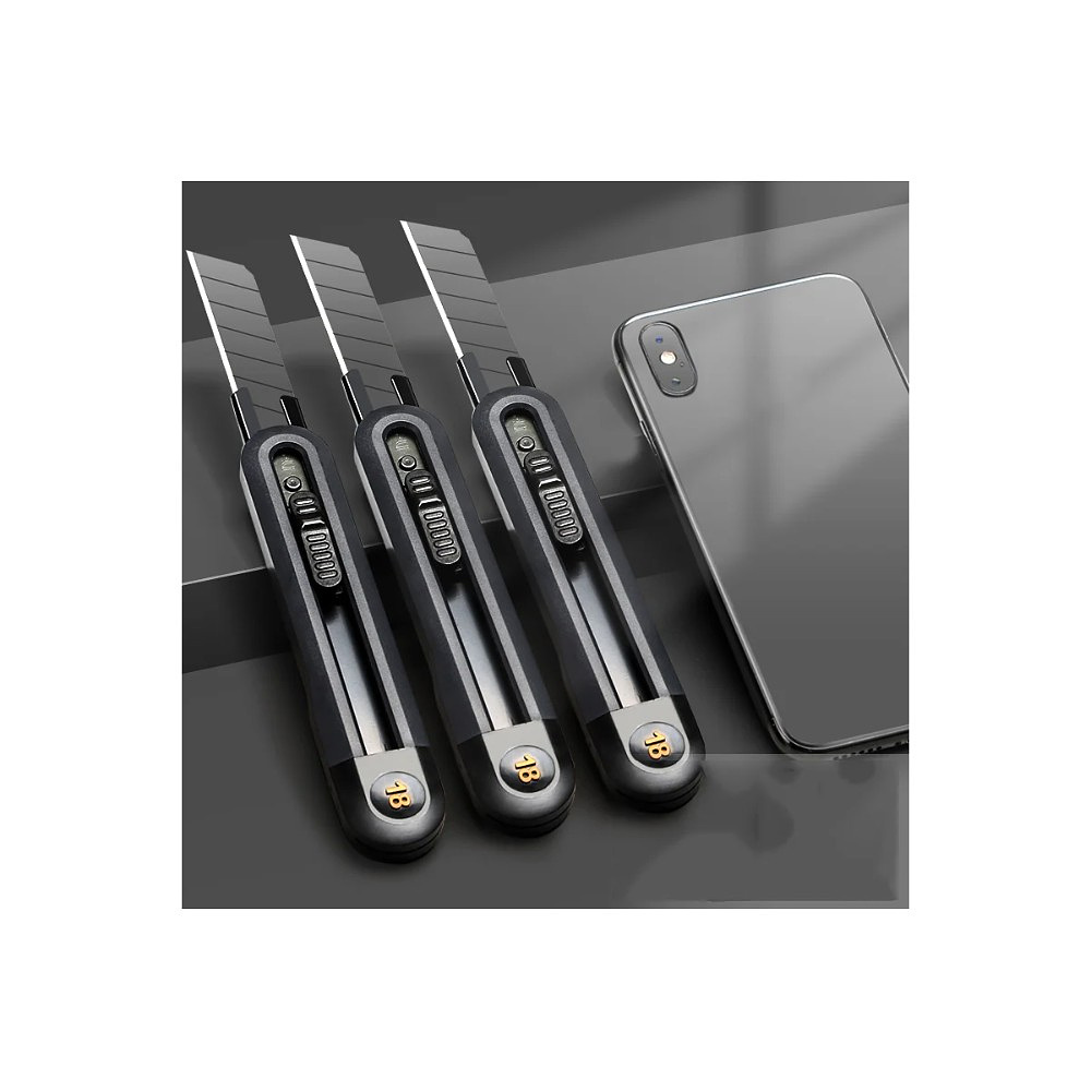 Нож строительный Deli HS EHT4018, 18 мм, Soft Touch, черный - 6
