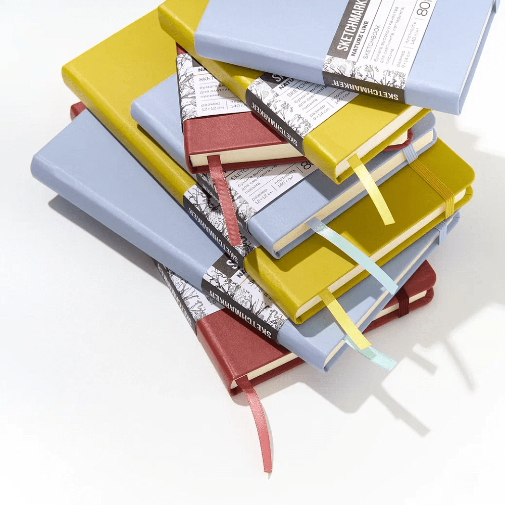 Скетчбук "Sketchmarker", 9х14 см, 140 г/м2, 80 листов, пыльный голубой - 8
