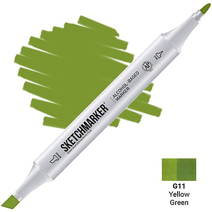 Маркер перманентный двусторонний "Sketchmarker", G11 зелено-желтый