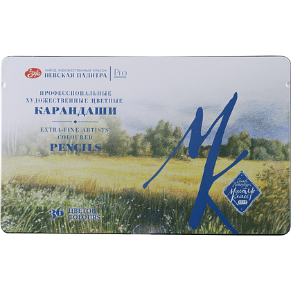 Цветные карандаши "Мастер-Класс", в жестяном пенале, 36 цветов
