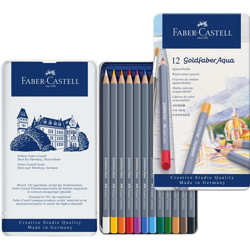 Карандаши цветные акварельные "Goldfaber Aqua", 12 цветов, металлическая упаковка - 2