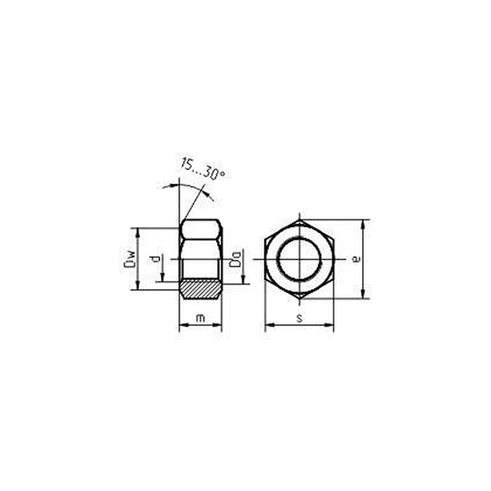 Гайка шестигранная М16, DIN 934/ГОСТ 5927-70, цинк, 5 кг - 2