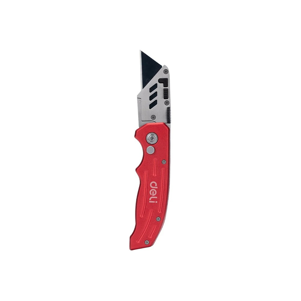 Нож строительный складной Deli RS EDL040, трапеция, 19T, красный - 3