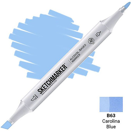 Маркер перманентный двусторонний "Sketchmarker", B63 синяя каролина